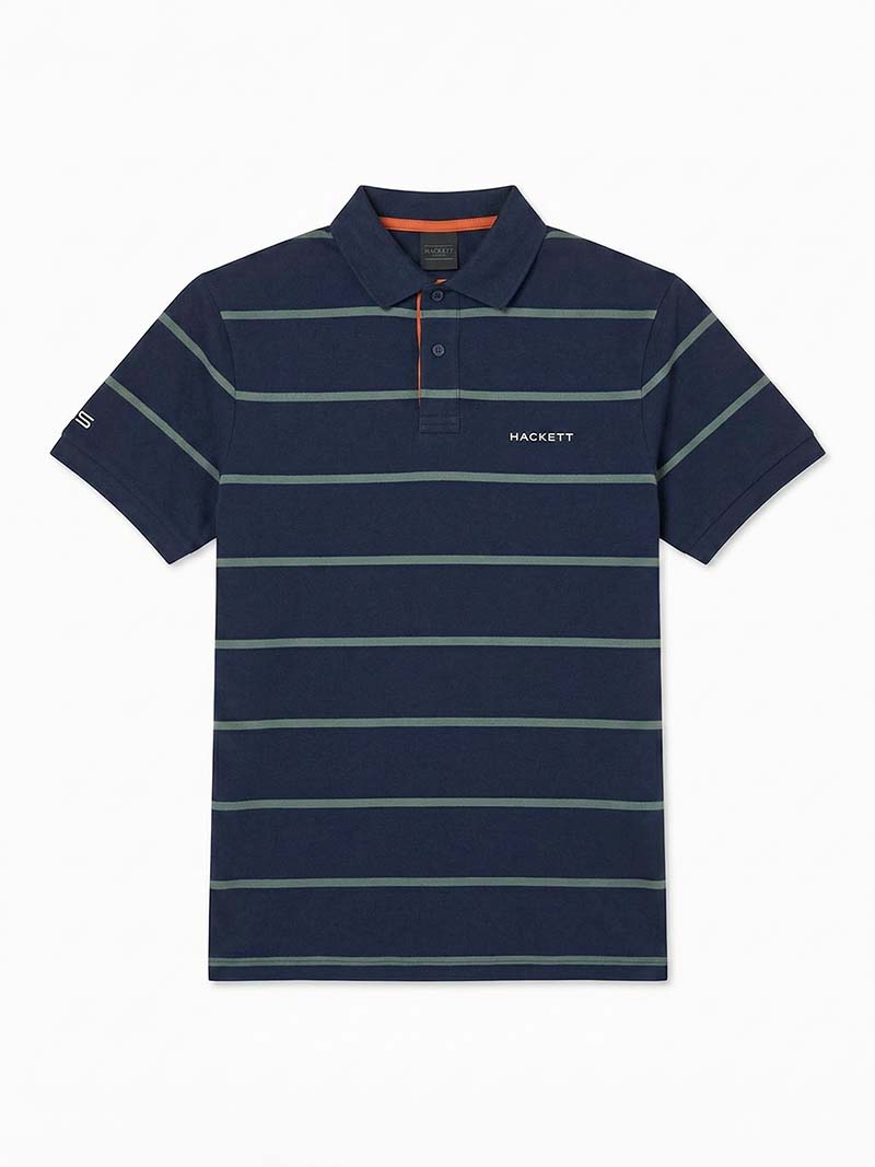 Hackett Navy Blue Striped Cotton Polo