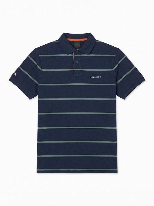 Hackett Navy Blue Striped Cotton Polo