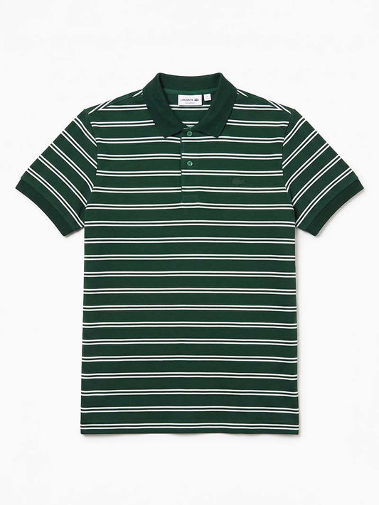 Lacoste Green Striped Cotton Polo